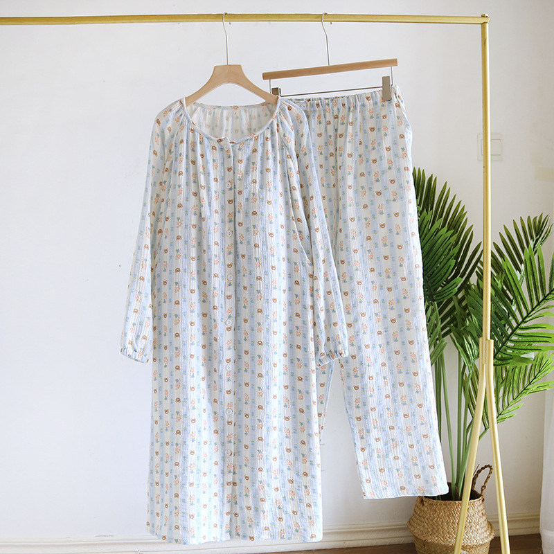 複数の胸パッド付き月子スカート春夏産後純綿クレープ哺乳産婦出産予定妊婦パジャマズボンセット