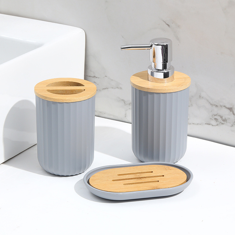 Juego de Accesorios de Baño de 7 Piezas de Plástico con Bambú para Baño image 23