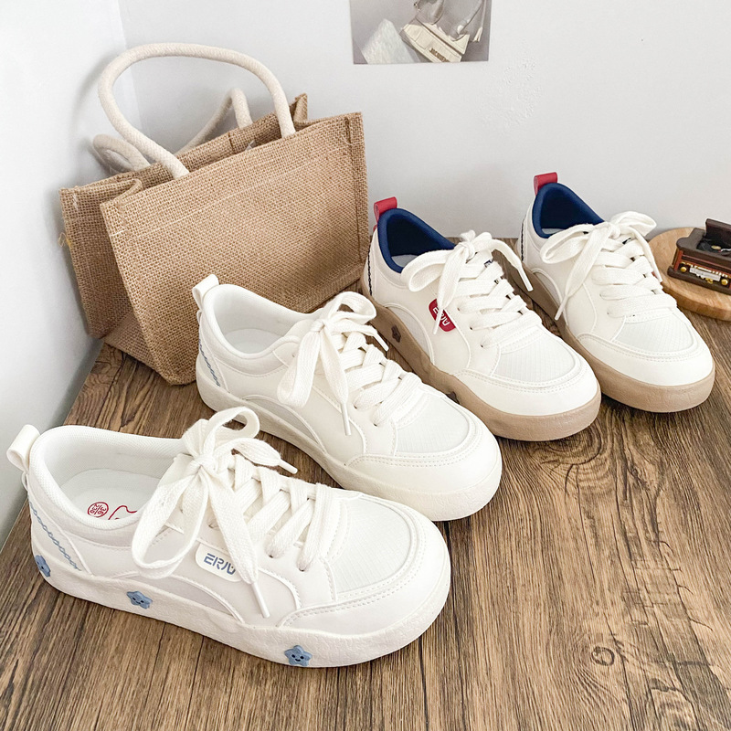 Be-6896 Latex Insole/Biscuit Sole Thick-Soled White Shoes for Women 2025 New Autumn Niche Casual Sneakers