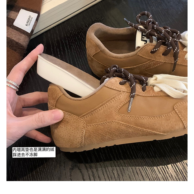 Versión de cuero de vaca ~ cuero real aumentando la altura de los zapatos deportivos de mujer zapatos casuales de suela gruesa de dos cordones zapatos de plancha