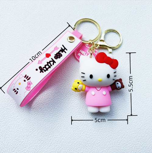 Creative Change Costume Cartoon KT Cat Couple Keychain Bag Hook Decor Figure Keychain Gift Wholesale Car Keychain