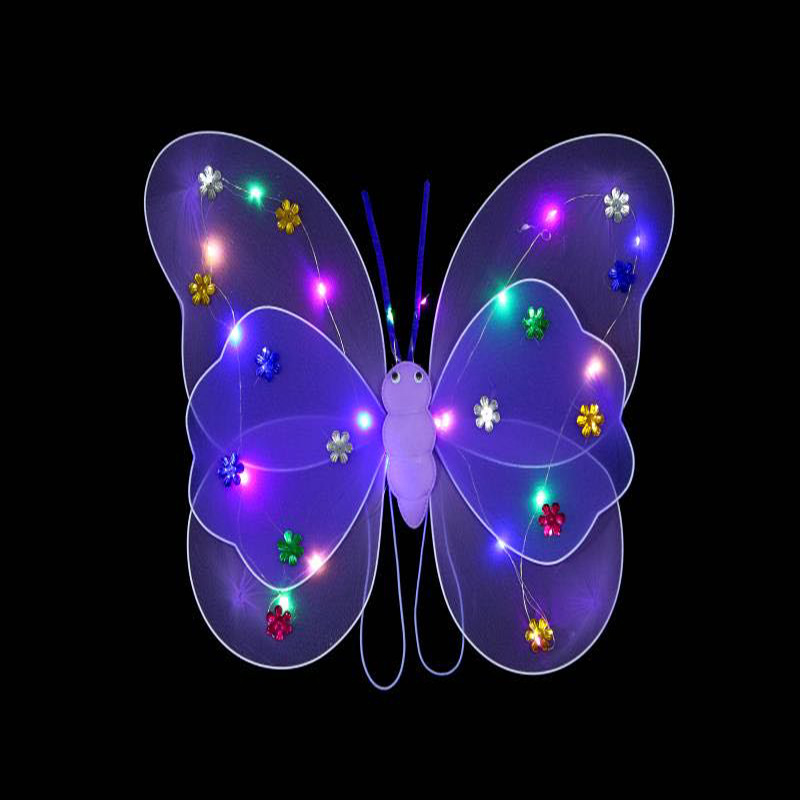 Mariposa luminosa alas de niña espalda juguetes flash niños maravillosos hadas varitas mágicas hadas flores set de tres piezas