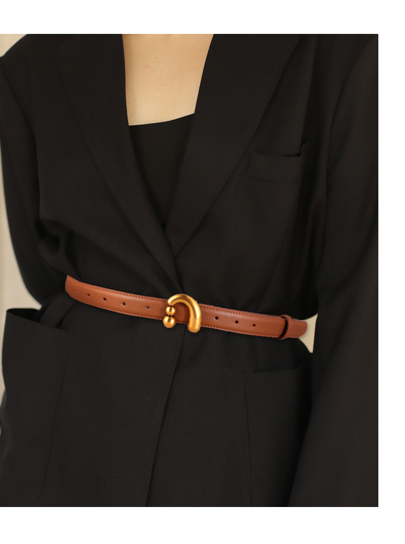 Hot Selling Ancient Silver Gold Buckle Cowhide Women's Belt New Fashionable Leather Belt Decoration with Skirt Pants Belt Trendy Women's Stock_voghion.com