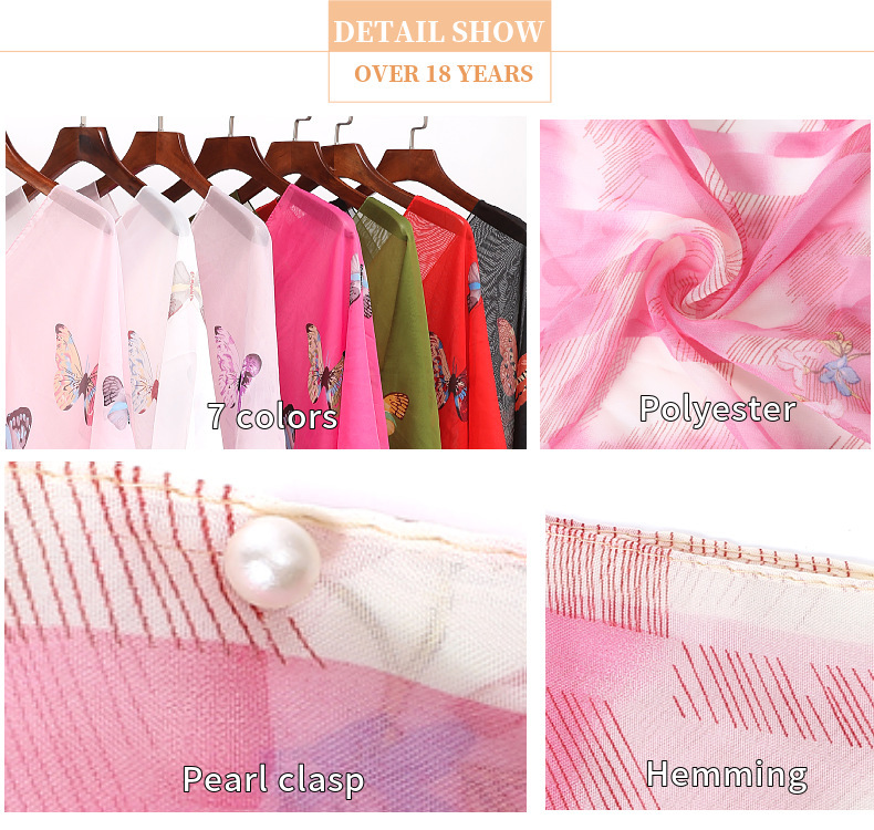 150g Weight Shawl Classification Daily Occasion Polyester Material Flower, Butterfly Pattern Summer, Spring, Autumn Season Women's Gender Streetwear Style Women's Streetwear Flower Butterfly Polyester Shawl 2