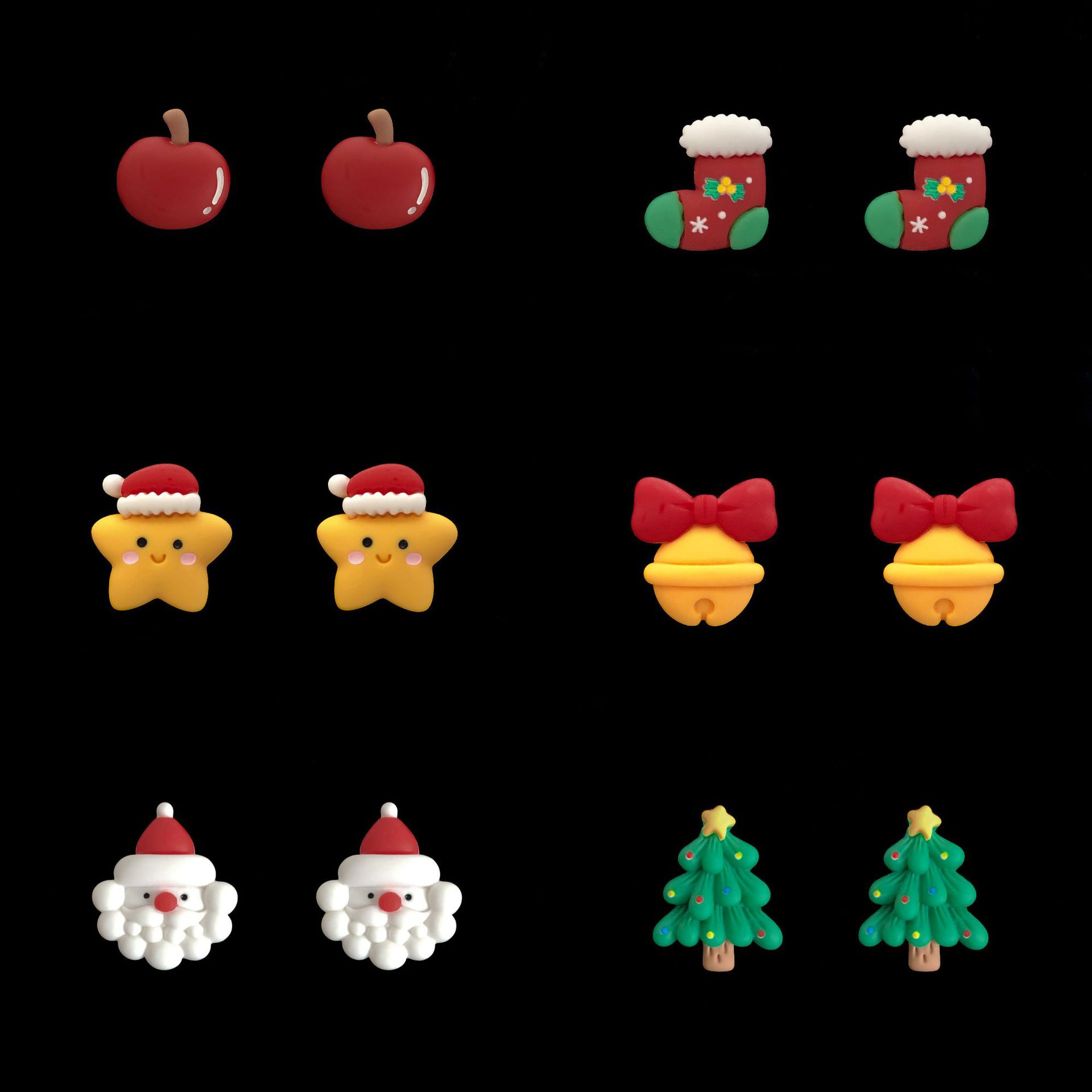 Cartoon Style Christmas Tree Santa Claus Resin Polishing Christmas Womenu0027S Ear Studs 1 Pair