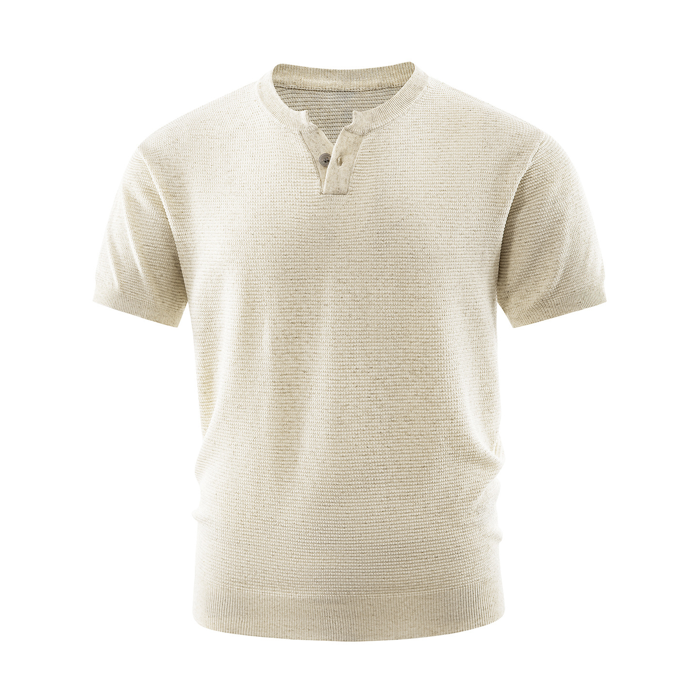 ZH8125-D美式亨利领针织短袖亚麻天丝通勤老钱风上衣休闲T恤，男装针织衫/毛衣，星座614