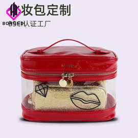 BLD软皮手提pu水桶化妆包定制图片印logo大容量pvc洗漱包tpu收纳