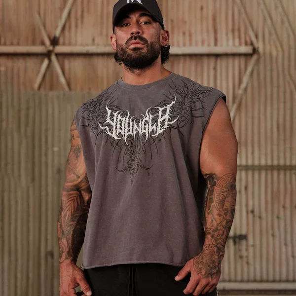 youngla American-style casual athletic tank top for men, suitable for sports training, breathable, sweat-absorbent, sleeveless T-shirt for summer