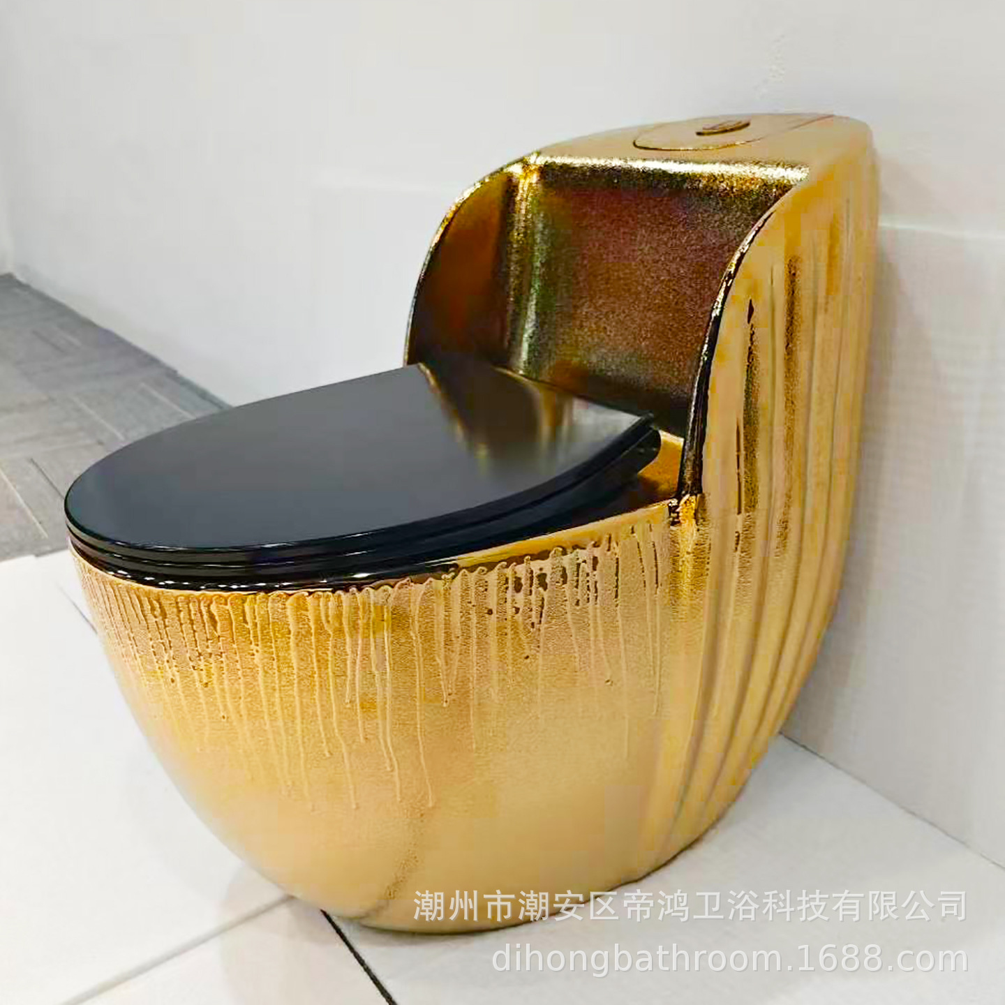 彩色鸡蛋型个性创马桶虹吸式家用抽水普通小户型金色坐便器镀金