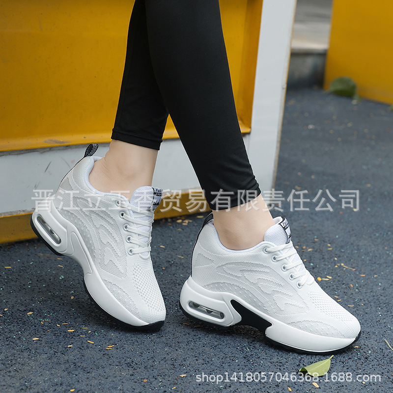 Zapatos de mujer coreanos 8cm de altura interior de tela de malla de aire suela transpirable zapatos de baile con suela suave zapatos de baile cuadrados cómodos