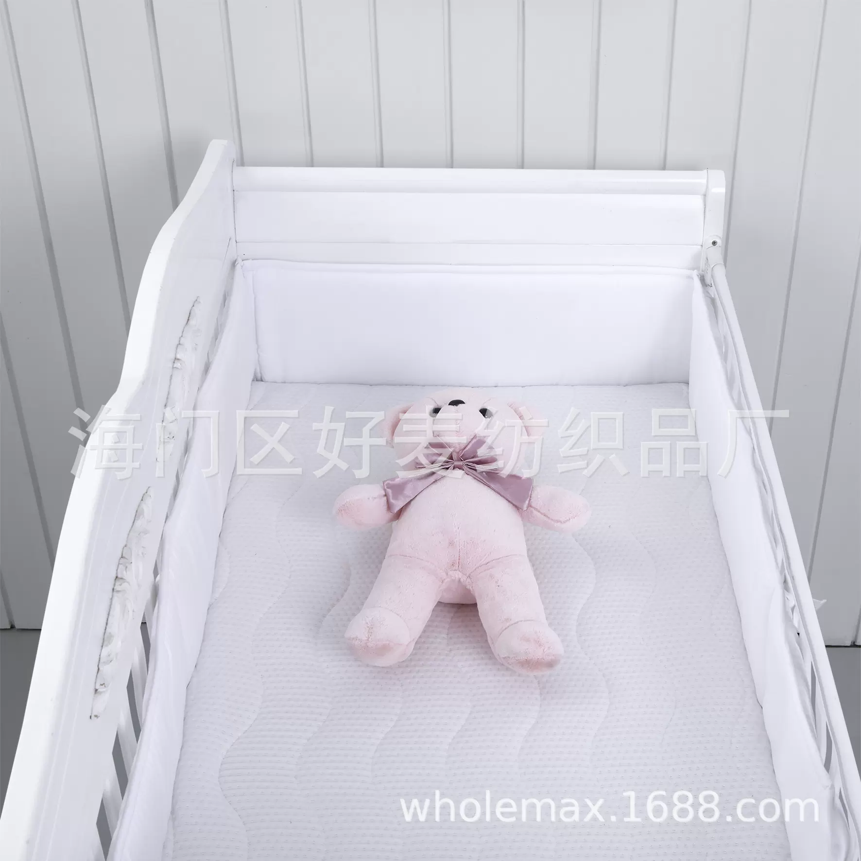 跨境亚马逊婴儿床围加高防撞纯色婴童床品外贸儿童护栏婴儿床软包