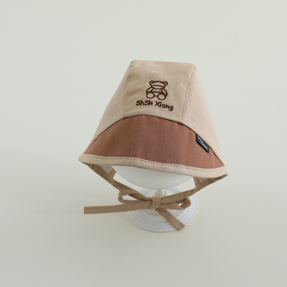 Sombrero coreano para bebés primavera y otoño delgado lazos letras baojou sombrero de corte sombrero de sombrero de abrigo recién nacido puerta de chimenea sombrero de marea