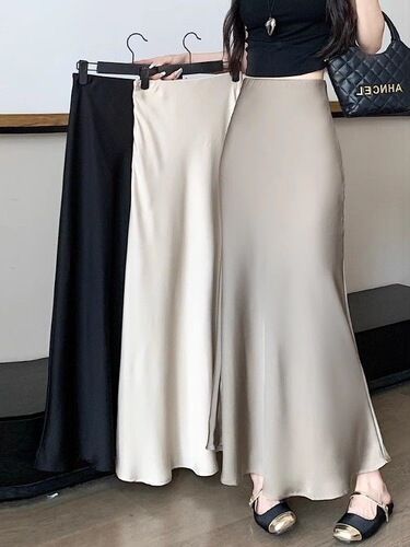 Fashionable temperament skirt for women in autumn medium and long, high waist covering hips and draping a-line bag, hip fishtail long dress
