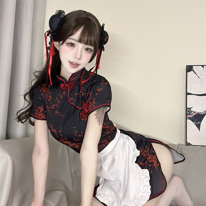 Fan Lei Zhonghua Niang Cheongsam Sexy Underwear Apron Pajamas Two-Piece Maid Japanese Retro Skirt 811
