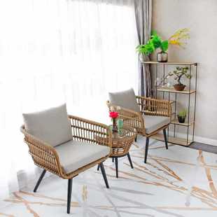 Outdoor Rattan Chair Sofa Combination Balcony Sales Department Nordic Courtyard Outdoor Waterproof Leisure Furniture Rattan Sofa Chair