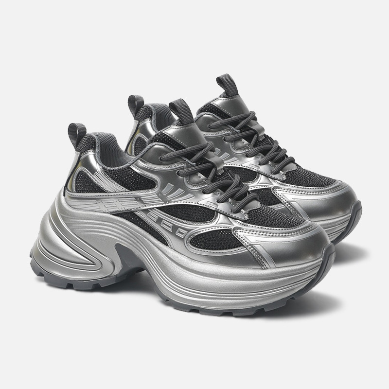 Rhinestone Torre Shoes Women's 2025 Spring New Arrival Fashionable All-Match Increased Thick Bottom Platform Sports Casual Shoes QC5005