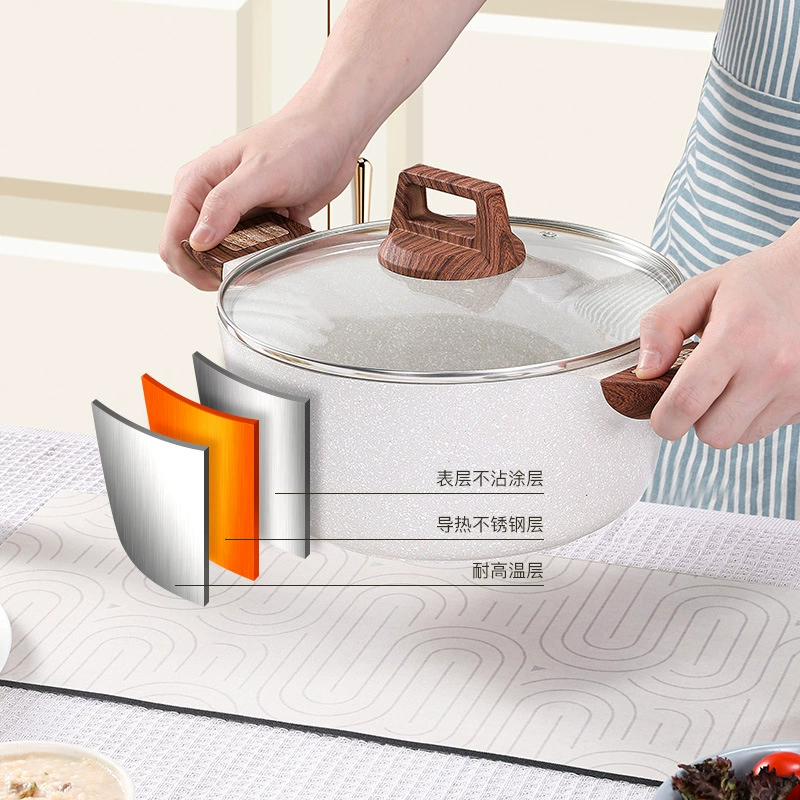 Суповая кастрюля Май Фан Ши, бытовой электромагнитный cooker газовая плита, общая два уха, кастрюля для тушения, кастрюля большого объёма, не прилипает, варочная кастрюля