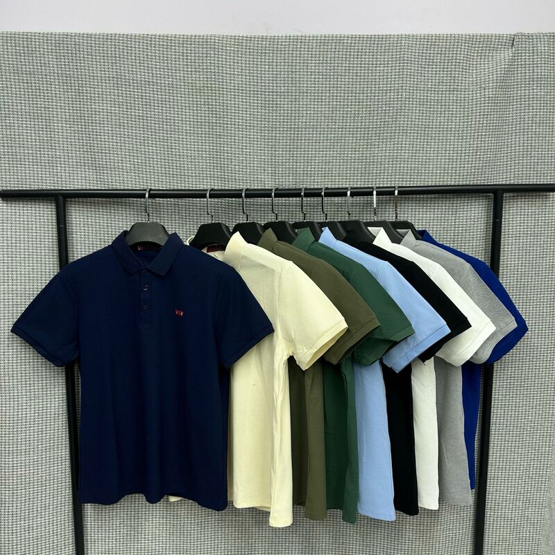 L Brand Cross-Border Classic Red Label Polo Shirt with a Turn-Down Collar, Multi-Color American Business Minimalist Casual Style, Old Money Style