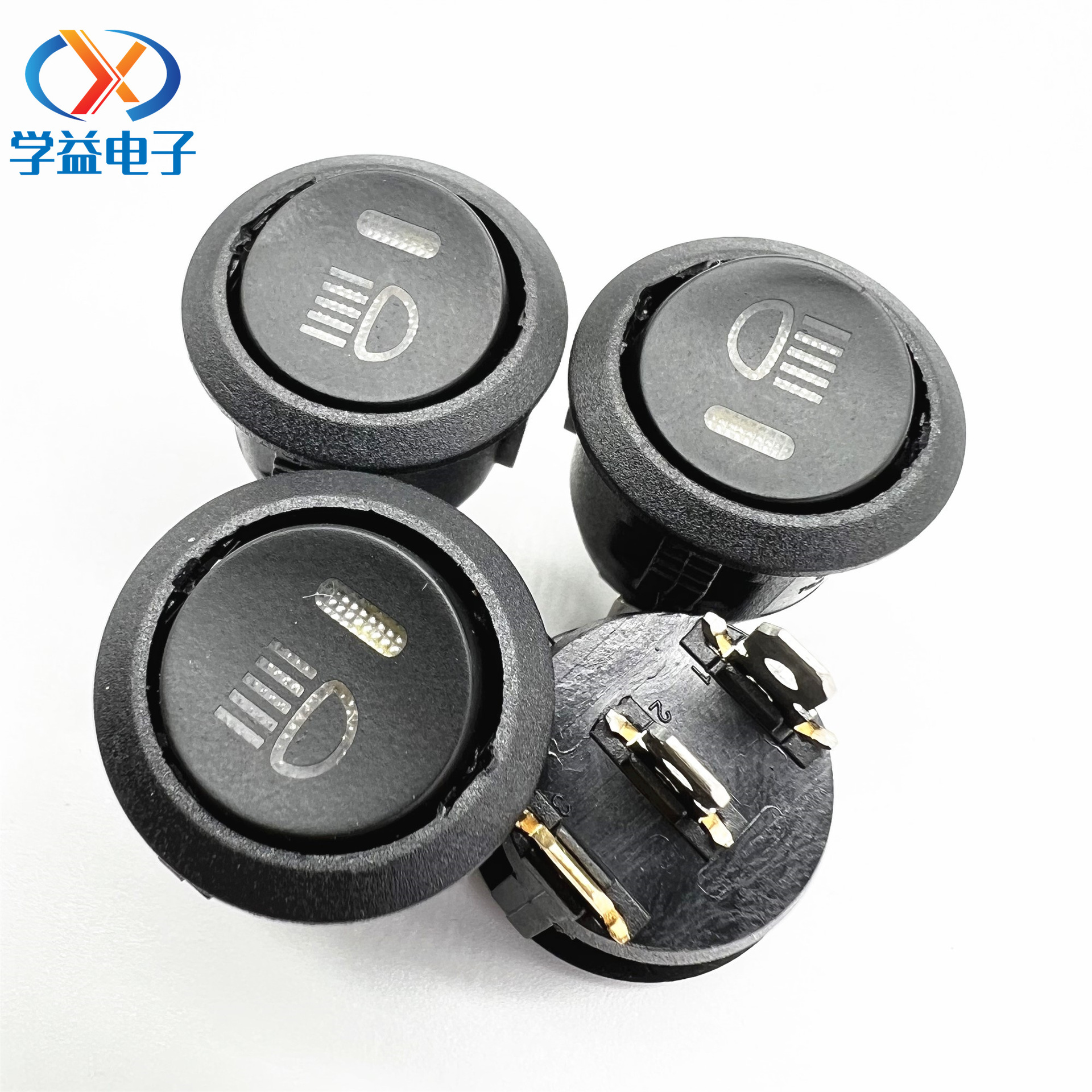 全圆猫眼开关 汽车改装圆形开关12V20A带灯 镭雕雾灯亮标圆形开关