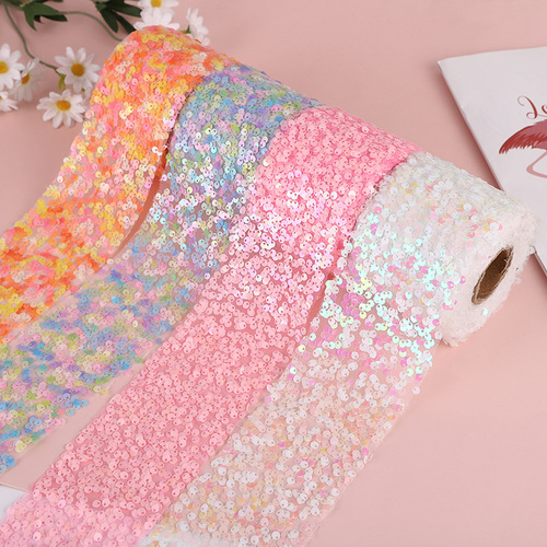 6/ 8 cm 10 yards Symphony oily sequin embroidery clothing headwear hair accessories fabric ribbon
