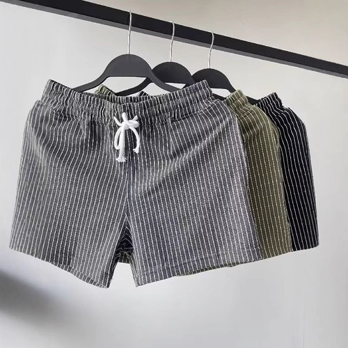 Vertical Striped Three-Fourth Length Shorts for Men, Plus Size Athletic Pants, Men's Three-Fourth Length Shorts for Fitness, Running, Casual, Outdoor Half-Length Pants