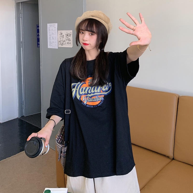 Abbigliamento ampio per la migliore amica della coppia coreana oversize, cappotto di base, maglietta estiva casual a maniche corte, da donna_voghion.com