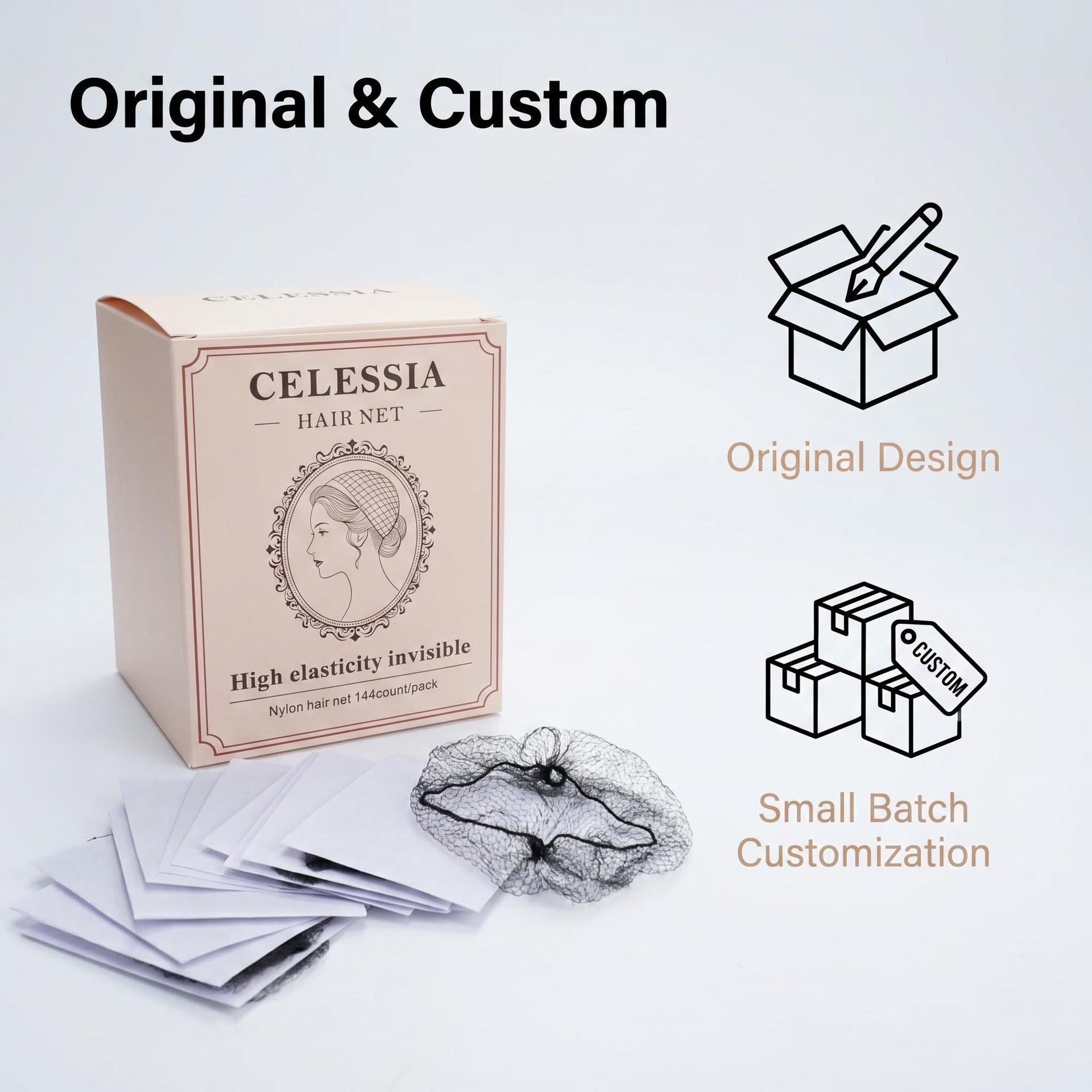 Amazon 144 Pieces 5mm Encrypted Elastic Invisible Wig Hair Net Eco-Friendly Paper Packaging Chef Hair Net Hair Accessories Wholesale