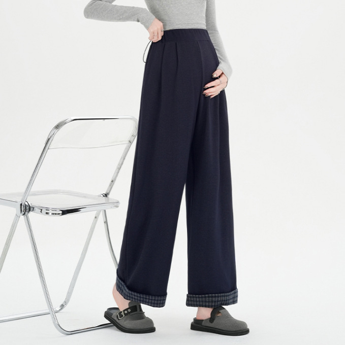 2025 Maternity Pants Autumn and Winter Retro Loose Straight Casual Wide-Leg Pants Trendy Design Slimming Pants