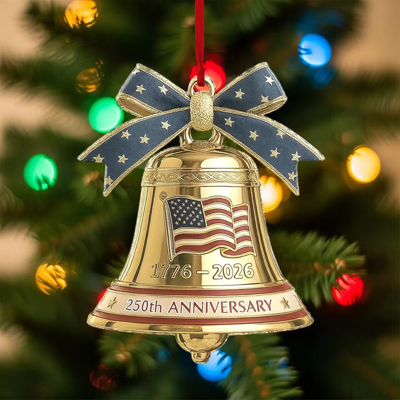 Colgante transfronterizo de los Estados Unidos 250 aniversario recuerdos acrílico 2D colgante de campana para celebrar el 250 aniversario de los Estados Unidos