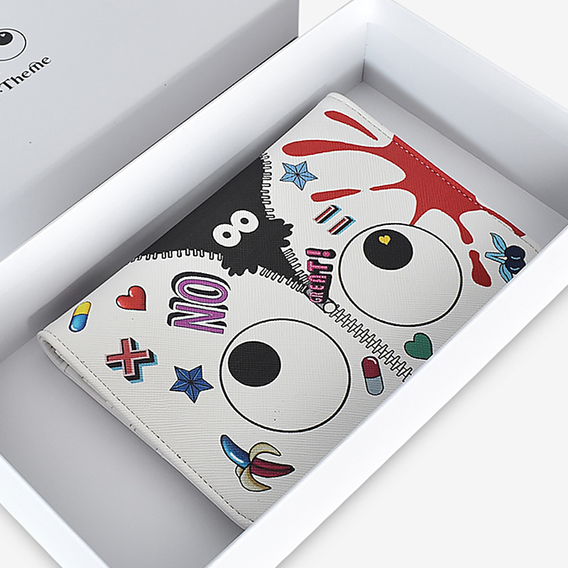 Bolso de pasaporte con estampado neutro de ojos grandes para hombres y mujeres, estuche para tarjetas, microfibra A157 #