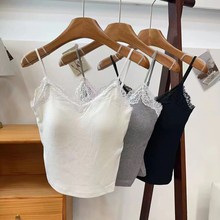 潮流睫毛吊带背心蕾丝纯欲性感花边带胸垫打底内衣内搭女厂家批发