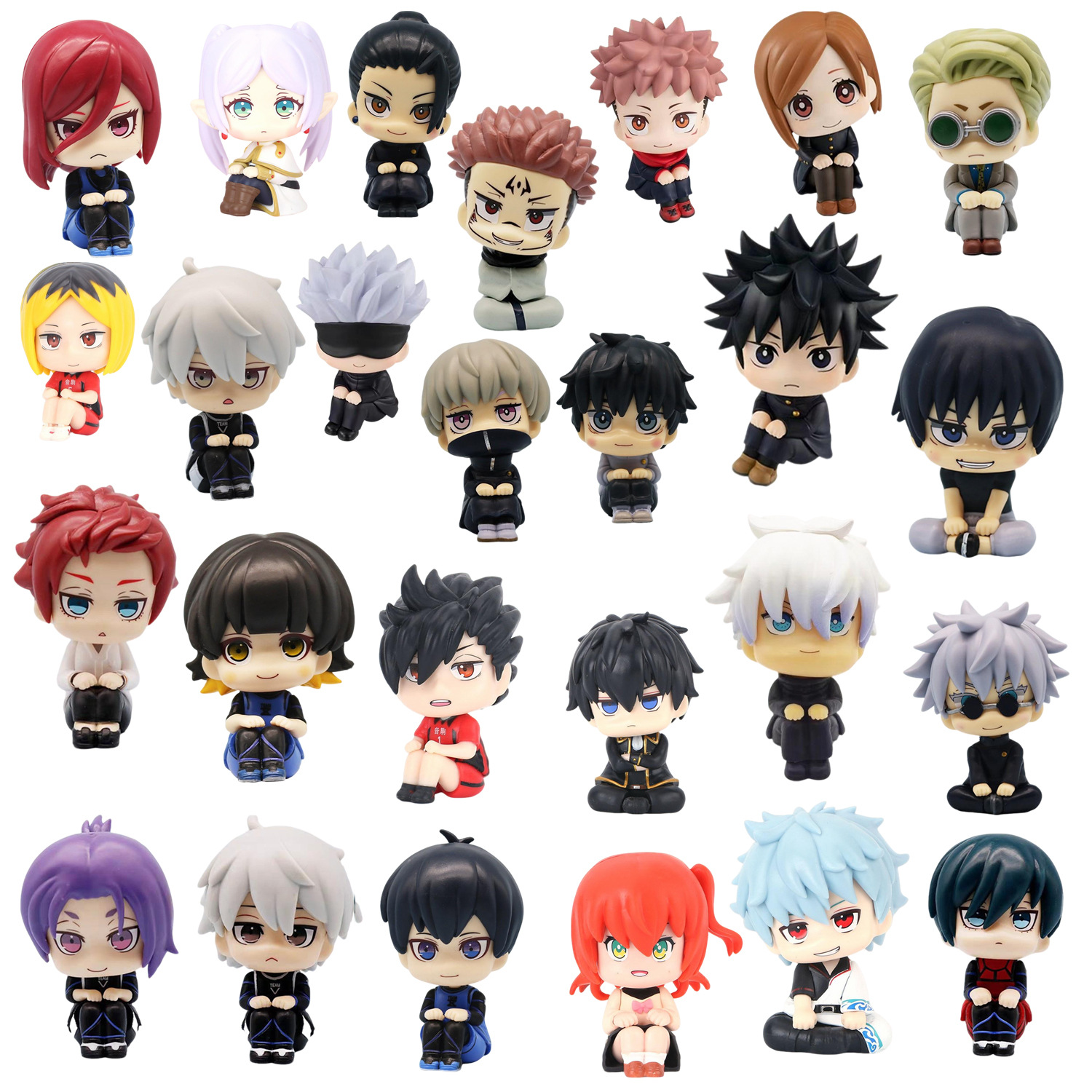 Anime Peripheral Wholesale Ornaments Q Version Big Head Spell Return Station Blue Prison Hand Model Fenglehuikawa Gojou Satoru