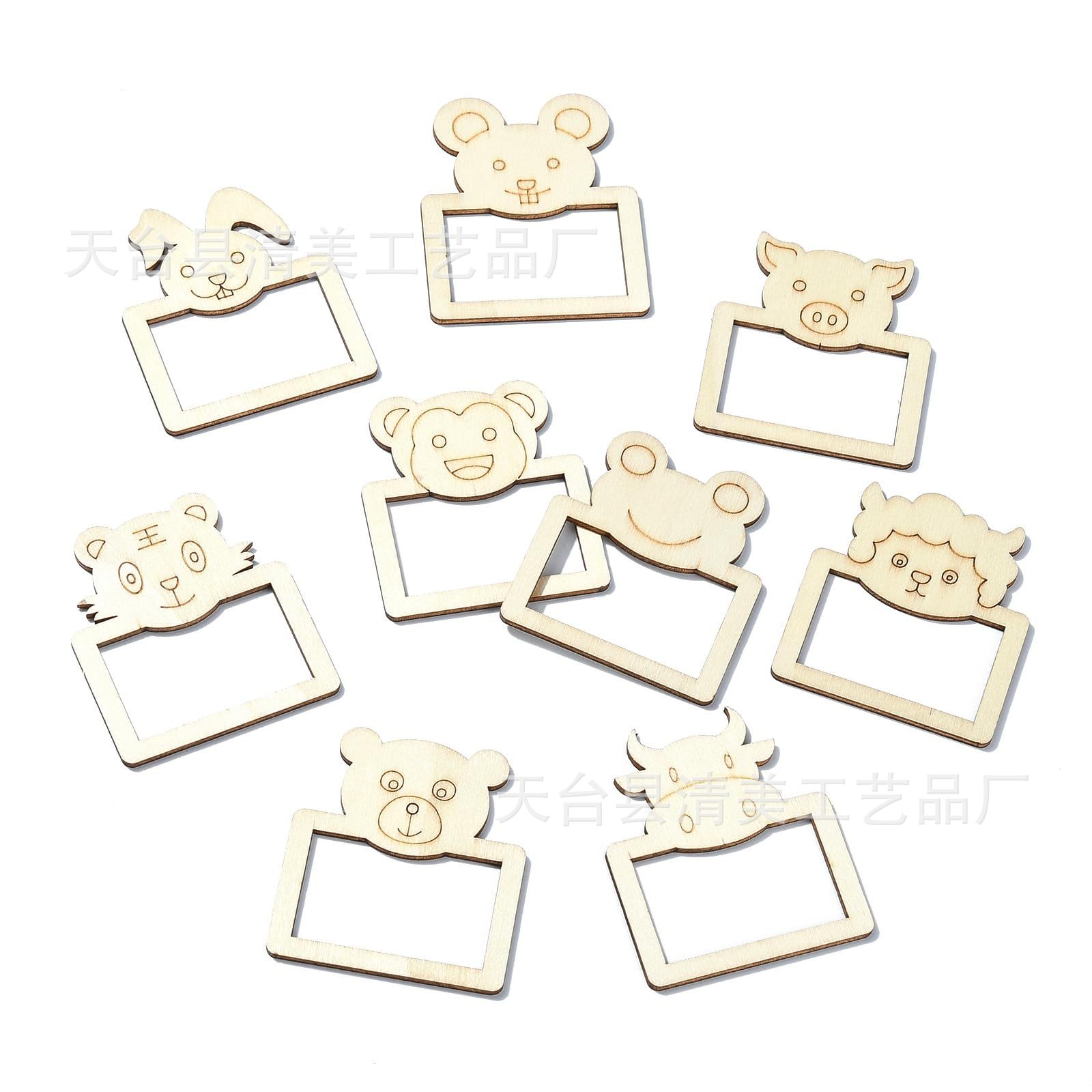 Modelado de animales de madera sin terminar Pintura Artesanía Marco de fotos de animales de madera Marco de fotos de madera en blanco para oficina