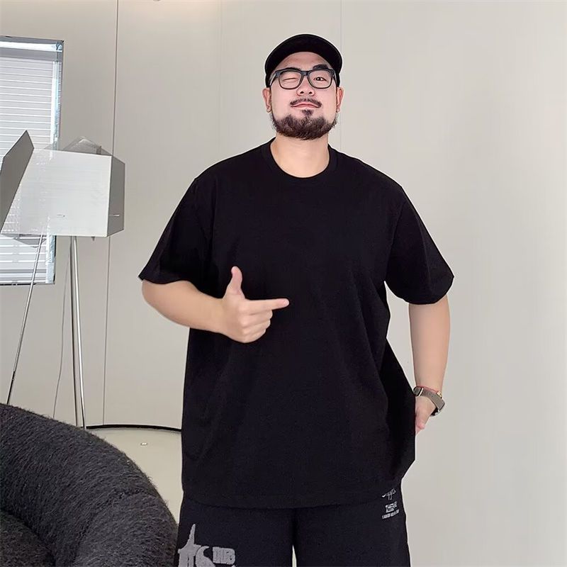 純綿の白いtシャツの半袖の男性のファッションの夏のデブのゆったりしている大きいサイズの簡単な百合の半分の袖のtシャツの上着