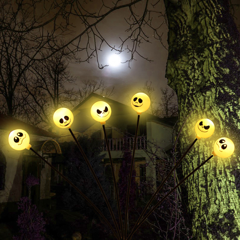 Lámpara LED solar de Halloween luminosa calabaza de cara fiesta al aire libre decoración de patio de atmósfera festiva string de lámparas