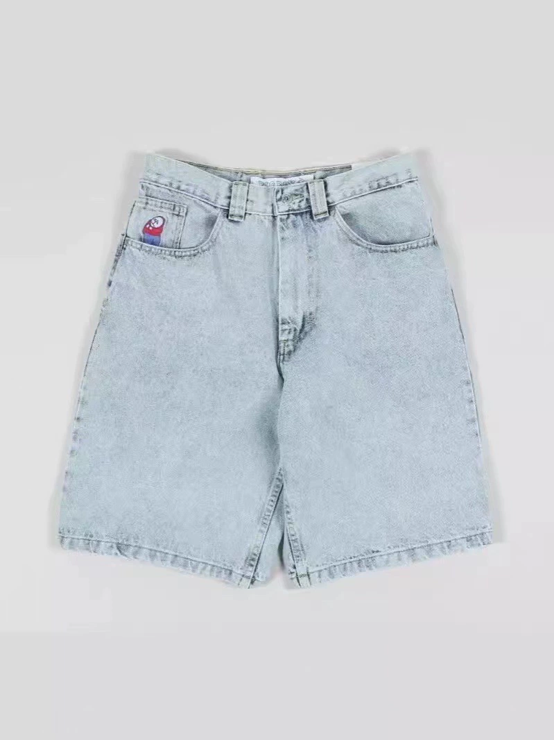 Джинсовые шорты ретро, loose fit, стирка черный/синий, разные размеры (2–XXL)