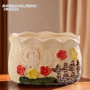 Stoneware Breathable Home Decoration Ceramic Flower Pot Succulent Pot Frosted Desktop Special Clearance Hand-Painted Creative Painting