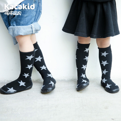 Indoor children's soft-soled socks and shoes wholesale autumn and winter non-slip outdoor casual children's shoes for baby girls mid-calf toddler shoes and socks