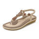 Summer 2021 European and American Amazon Sandals Women. Cross-border Bohemian Wooden Bead Woven Large Size Flat Casual Shoes
