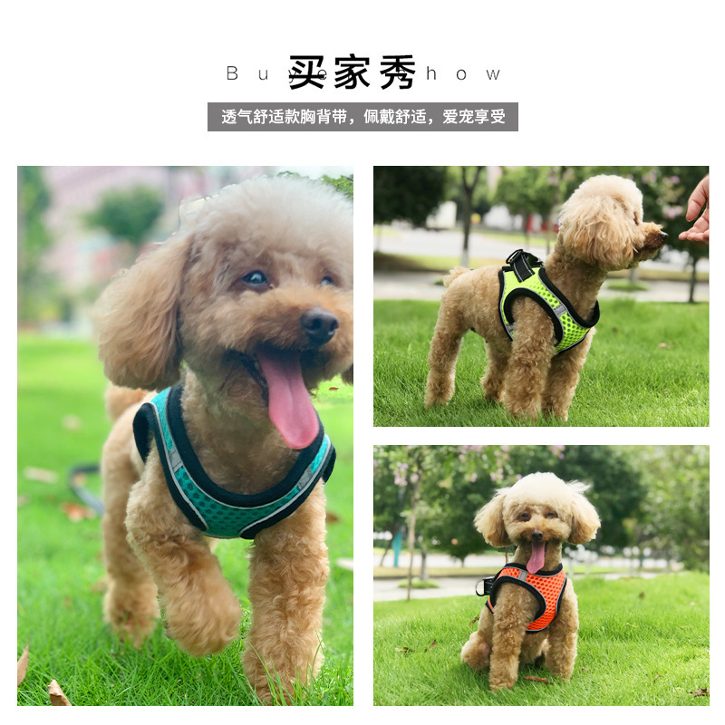 Correa para el pecho para mascotas, cuerda de tracción para perros, chaleco reflectante y transpirable, traje para el pecho y la espalda, cuerda para pasear al perro