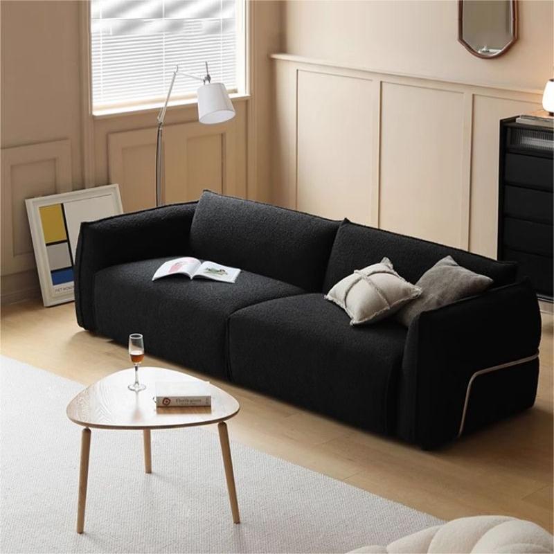 Estilo antiguo pequeño francés negro chenilla sofá de tela sala de estar diseño minimalista italiano combinación de sofá en línea