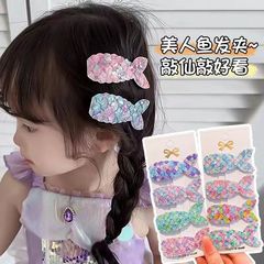 韓国の女の子のかわいい髪クリップ人魚のしっぽスパンコール布bbクリップ子供の赤ちゃんのお姫様クリップ前髪クリップ