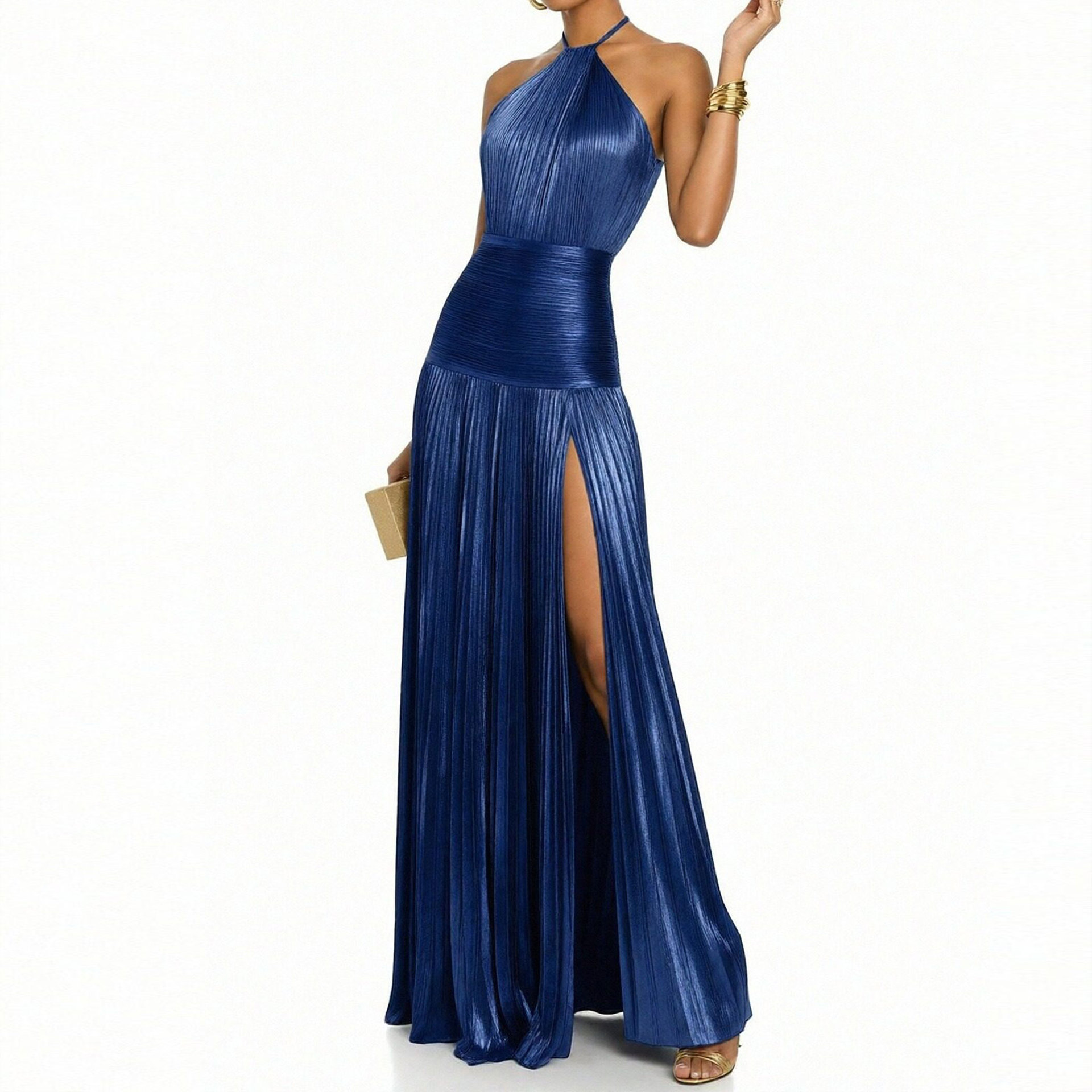 2026 Spring New Foreign Trade European And American Women's Fashion Elegant Waist-Cinching Halter Neck Backless_ecoleips.com
