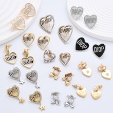 D家/迪家珍珠轻奢镶钻爆款耳钉CD字母高版时尚夸张耳饰工厂批发