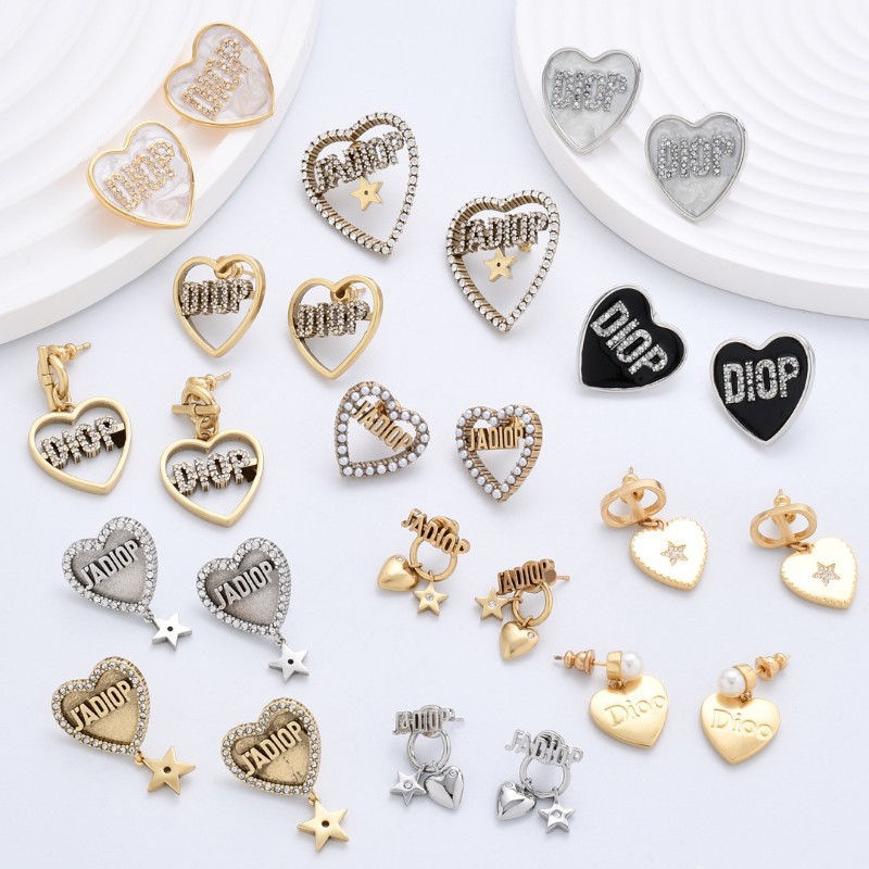 D家/迪家珍珠轻奢镶钻爆款耳钉CD字母高版时尚夸张耳饰工厂批发