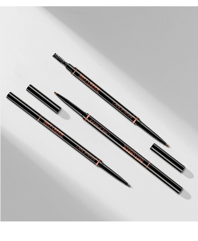 Langmanni dual-head rotatable eyebrow pencil, 1.5mm fine wild eyebrow pencil with eyebrow brush for easy coloring undefined