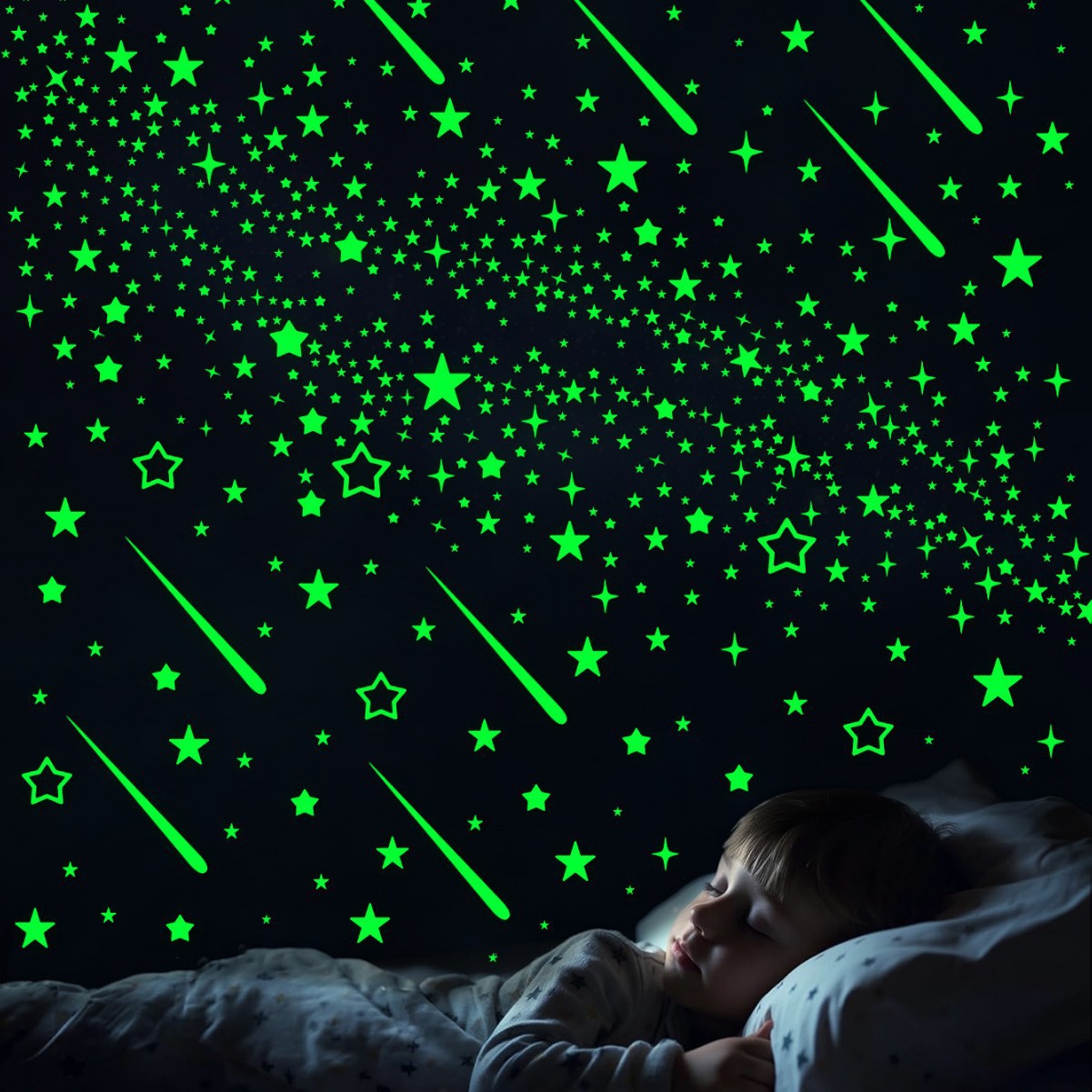 Colorful Luminous Starry Sky Wall Beautification Luminous Stickers Self-Adhesive Meteor Kidsren's Room Cabinet Wall Decoration Fluorescent Stickers