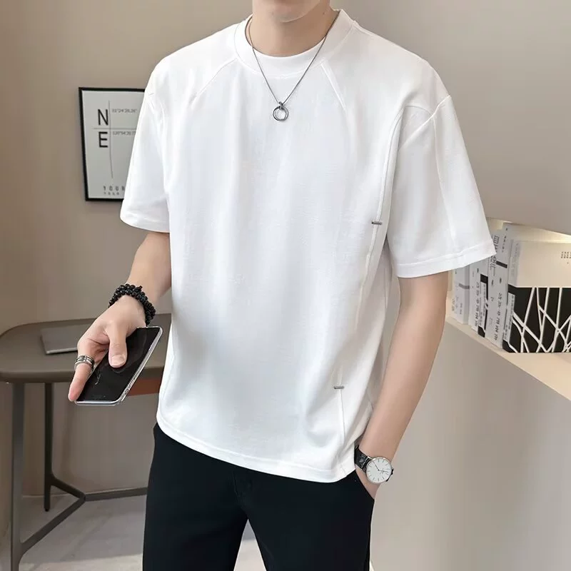 Новая футболка с короткими рукавами мужской летний корейский тренд простой топ с половиной рукава гонконгский стиль свободный повседневный прилив футболка