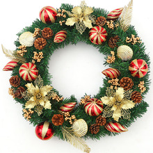 圣诞节装饰品 40cm/60cm/80cm加密花环藤条门挂挂件商场景布置