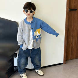 男宝宝针织开衫2025新款春装卡通儿童外套毛线衣春秋外出衣小童装